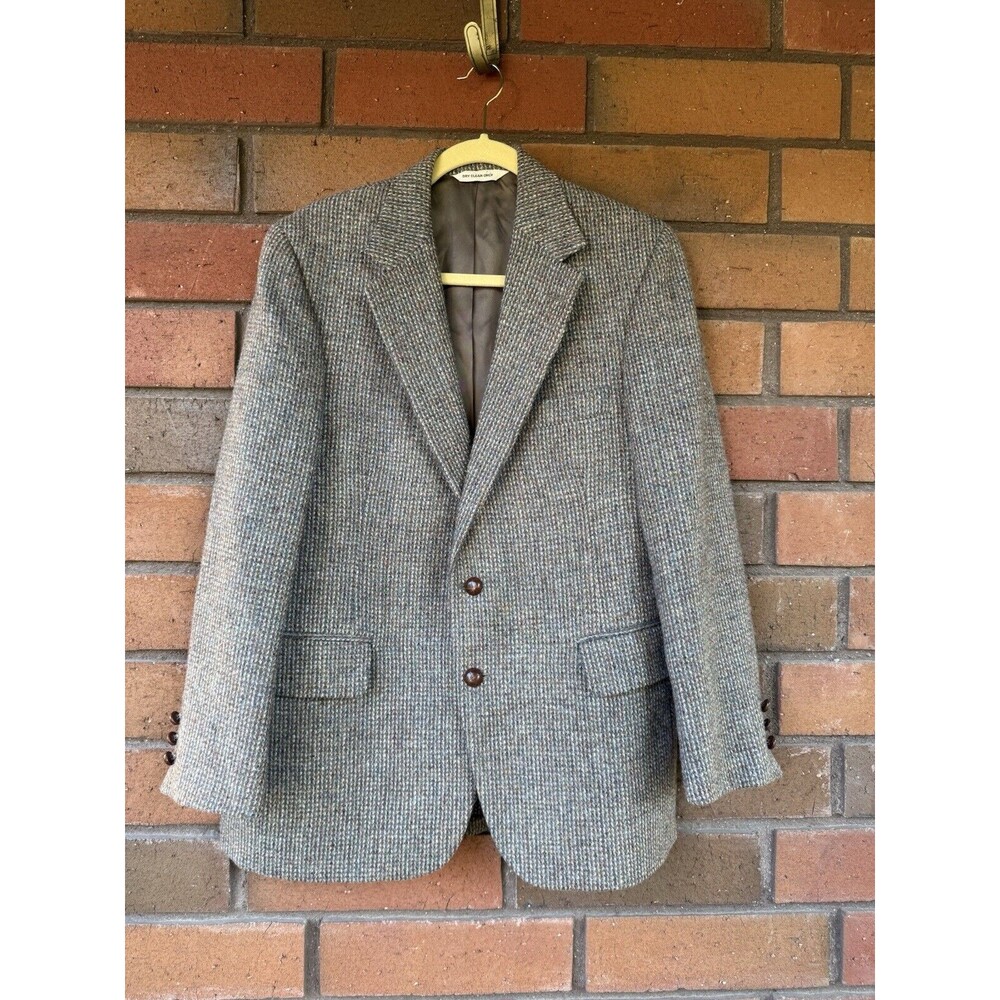 Vintage Harris Tweed Sports Jacket Coat Wool‎ Mens Large Handwoven Scotland 1985
